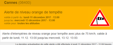 Alerte intempéries pour Cannes